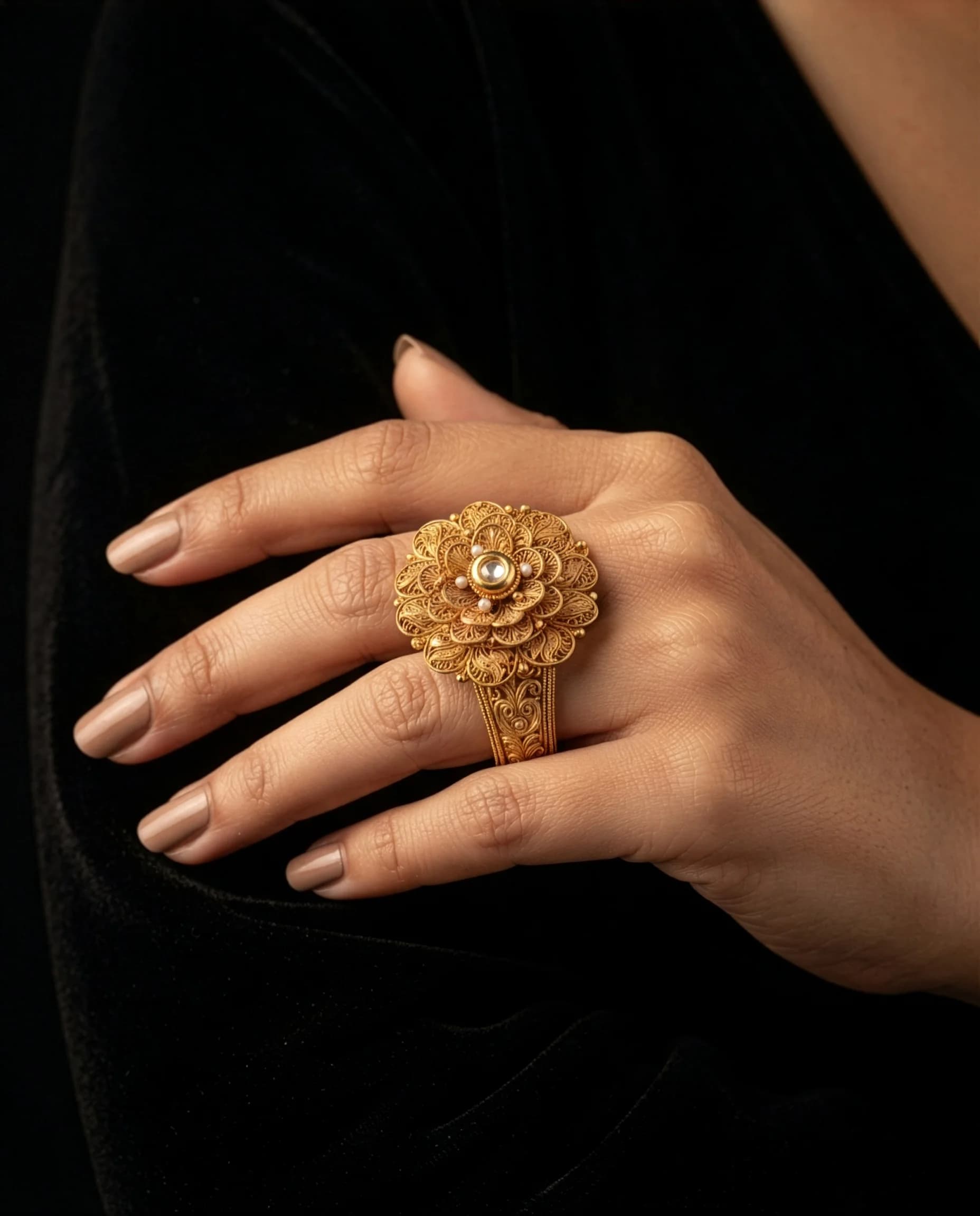 Royal Floral Filigree Ring